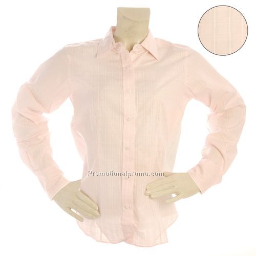 Dress Shirt - Devon & Jones Blue Ladies Savile Patterned Blouse, Pink Windowpane, Pima Cotton