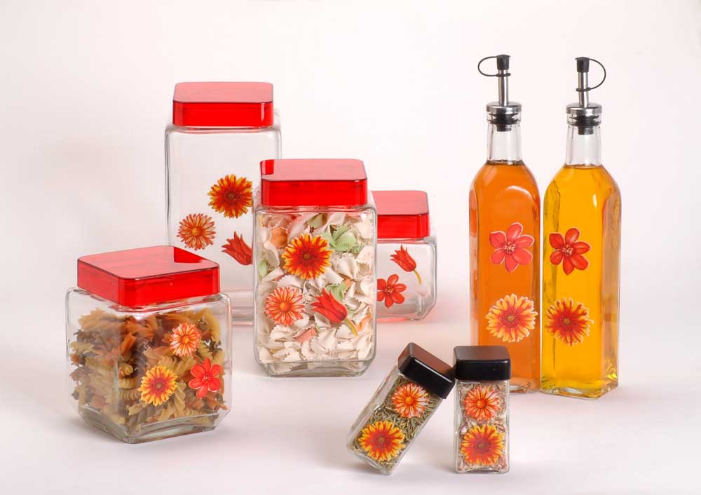 glass storage set with decal
  
   
     
    