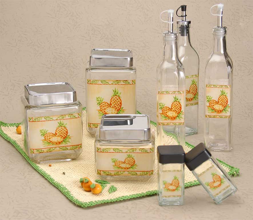 glass storage set with decal
  
   
     
    