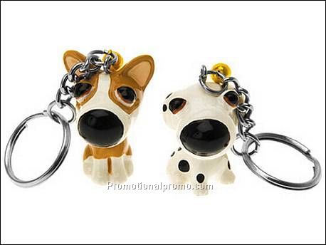 Keychain Dog brown & white ass.