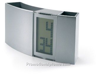 LCD desk clock with pen holder