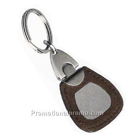 Nickel and leather keyring