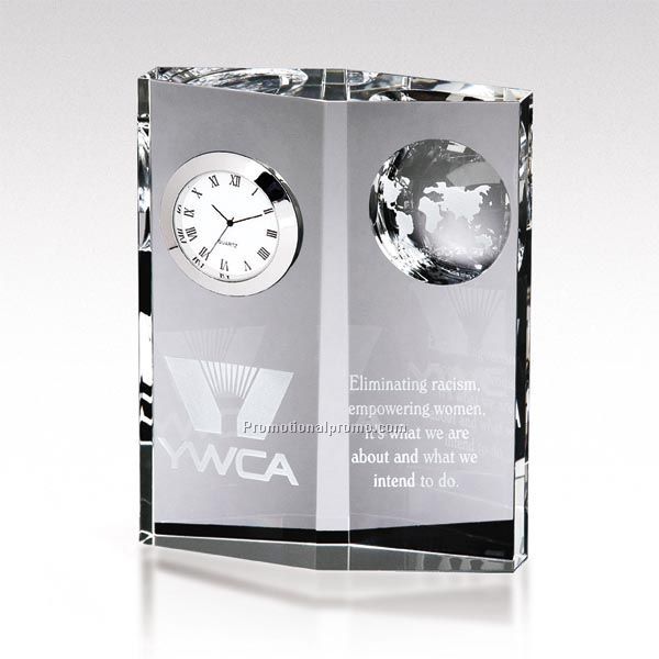 Optica Crystal Clock with Globe C-2532