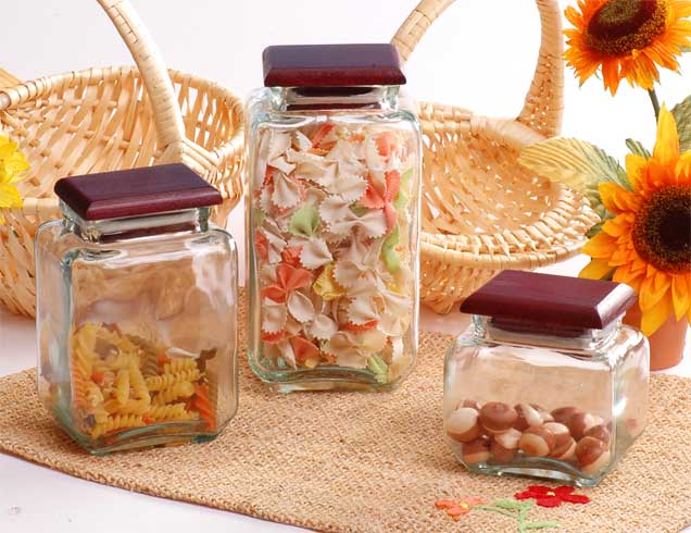 Storage jar with wood lid 
  
   
     
    