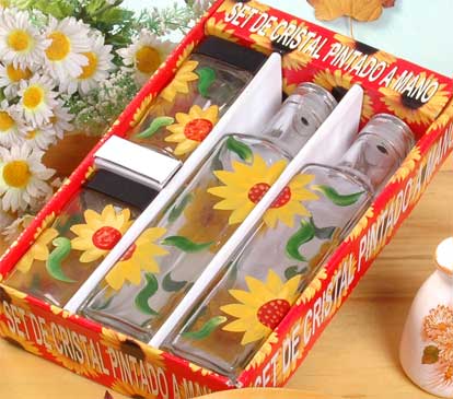 hand painted cruet set with display tray
  
   
     
    