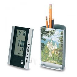 Pen Holder Clock with Photo Panel AQ-142