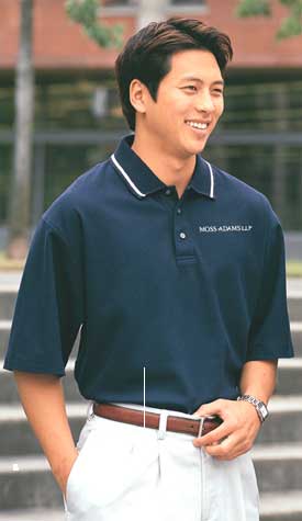 Port Authority- Rib Sport  Shirt with stripe trim