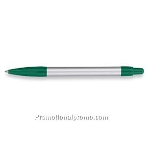 Paper Mate Tempo Silver Barrel/Green Trim Ball Pen