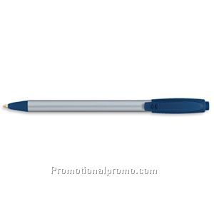 Paper Mate Sport Retractable Silver Barrel/Navy Trim, Blue Ink Ball Pen