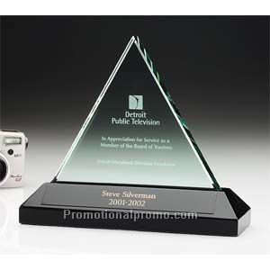 Triangle Jade Award with Black Marble Base
