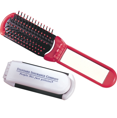 Folding brush/mirror