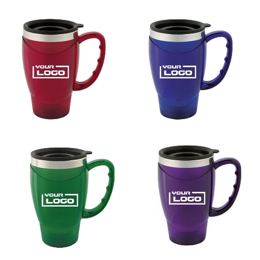 18oz Plastic Mug with Steel Interior & Handle