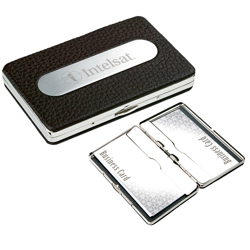Leather and Brushed Steel Business Card Case