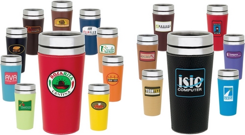 16oz ACRYLIC & STEEL MUG WITH OUTER SLEEVE AND 3-D PVC LOGO