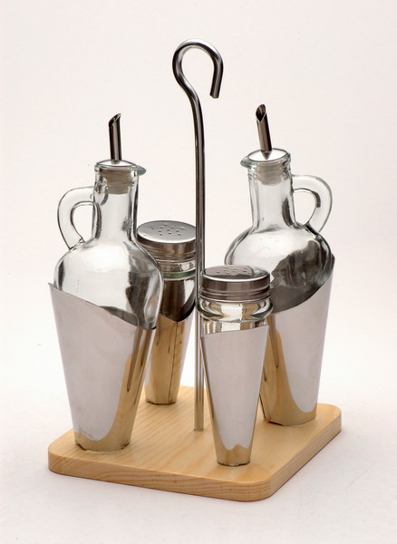 cruet set with wood stand
  
   
     
    