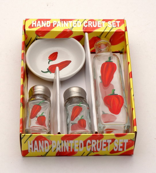 hand painted cruet set with display tray
  
   
     
    