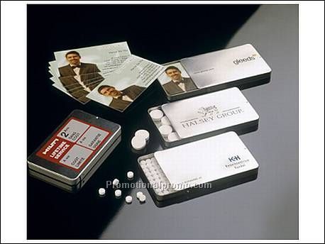 Business card tin with mints