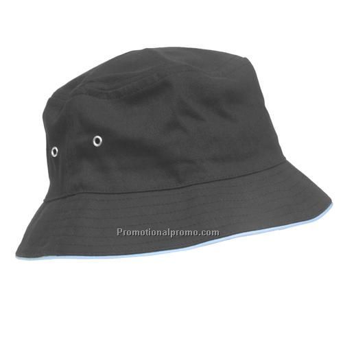 Cap -Bucket Cap, Twill Fishing Hat with Trim