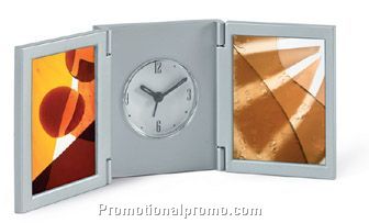 Foldable clock w photo frame