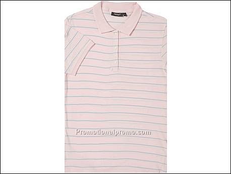 Hanes Polo Striped, Rose/Light Blue/White