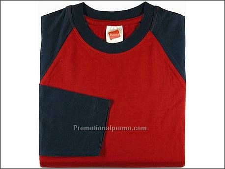 Hanes T-shirt Baseball-T L/S, Wine/Navy