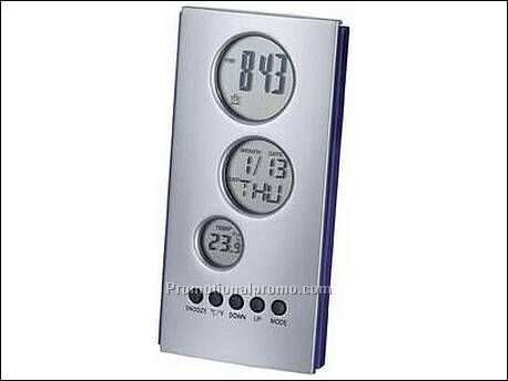 Kalender alarmklok met thermometer. F...