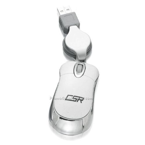 Mouse - White, Retractable Optical, 3