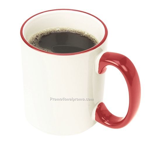 Mug - 11 oz. Handle & Halo, Red and Orange Trim