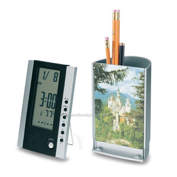 Pen Holder Clock with Photo Panel AQ-142