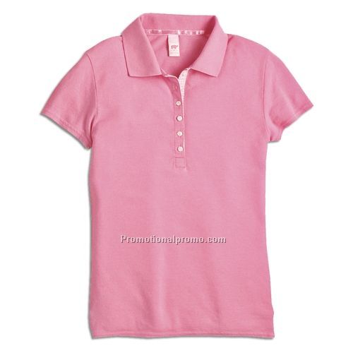 Polo - HYP Ladies Sheer Pique Polo with Ribbon Trim, Short Sleeves