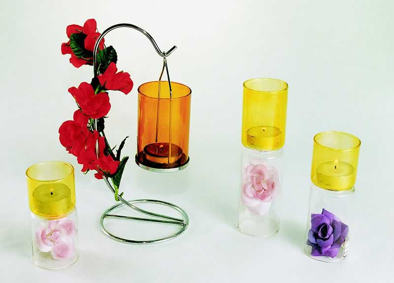 Candle holder with metal stand 
  
   
     
    