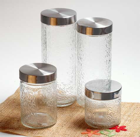 Storage jar with metal lid 
  
   
     
    