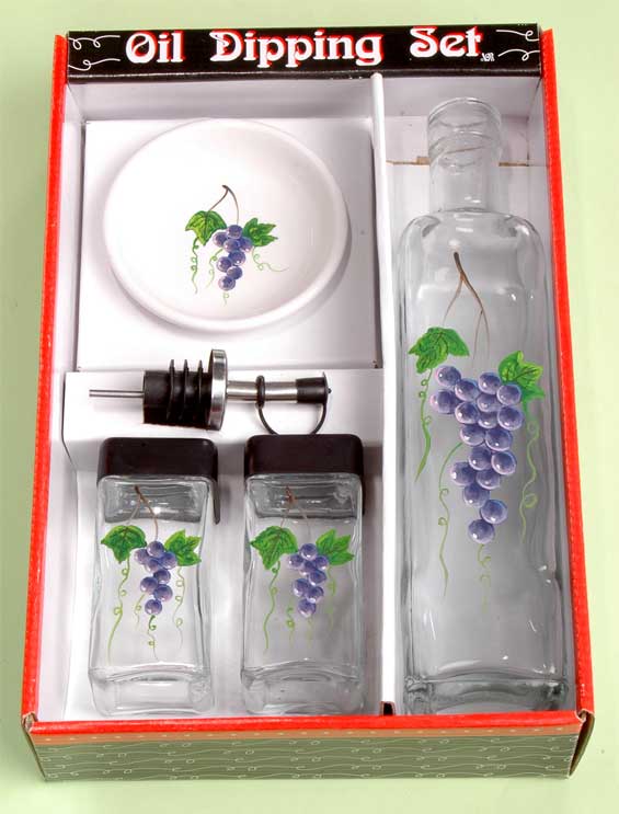 hand painted oil dipping set with display tray
  
   
     
    