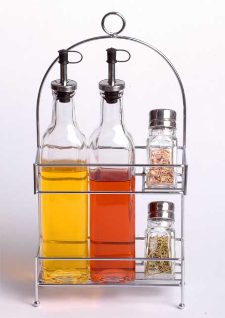 cruet set with metal stand
  
   
     
    