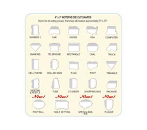 4" x 3" Adhesive Die Cut Notepad (100 sheet pad)