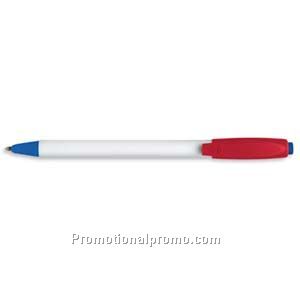 Paper Mate Sport Retractable White Barrel/Blue & Red Trim, Blue Ink Ball Pen