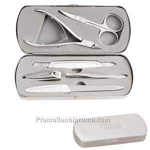 Deluxe Manicure Set in Satin Silver Tin