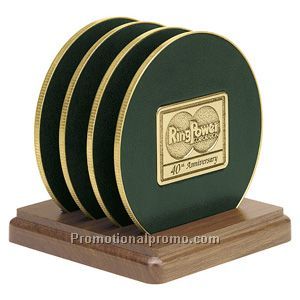 Four Coin Edge Coasters w/ Solid Cherry or Walnut |