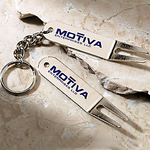 Slim line metal divot tool w/key chain