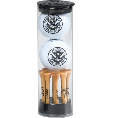 Balls & tees in clear tubes w/2 balls & tees