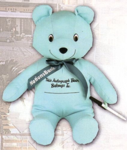 Blue Autograph Bear with Ribbon