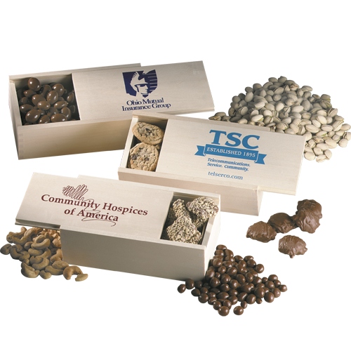 Custom imprint wooden box with C Fills