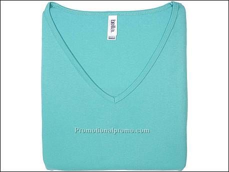 Bella T-sh Sheer rib V-neck, Teal