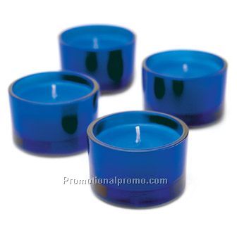 Candle set in glass holder