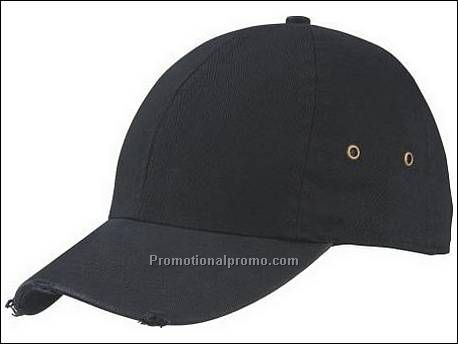 Damaged 6 panel cap. Washed katoen.