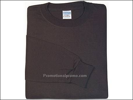 Gildan T-shirt Cotton L/S, 105 Dark Chocolate