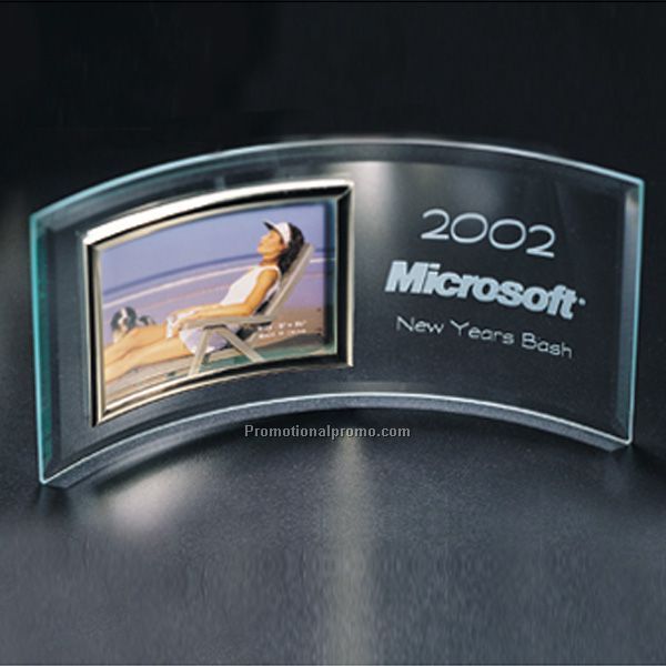 Glass Curve Award with Photo C-446