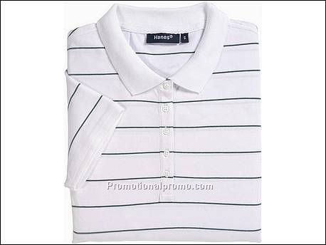 Hanes Polo Striped, White/Green