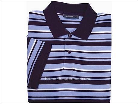 Hanes Polo striped polo, Blue/Light Blue