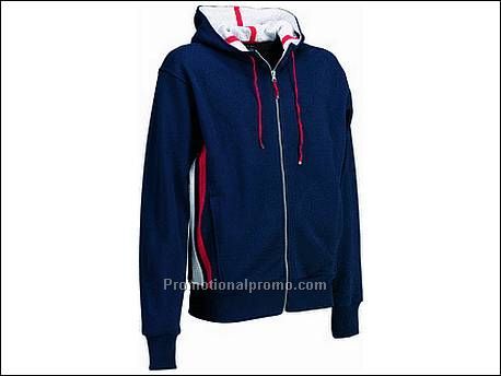 Hooded full zip sweater stripes. YKK44590..